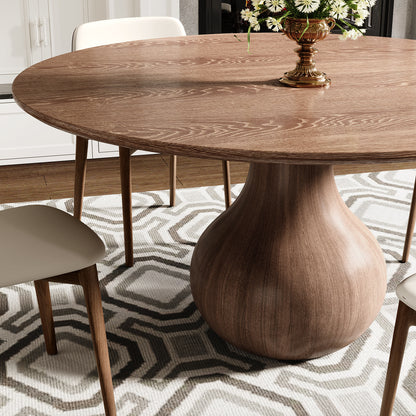 Ownkoti Luxury Gray Mid-Century Space-Saving Round Kitchen Table For 4/6/8