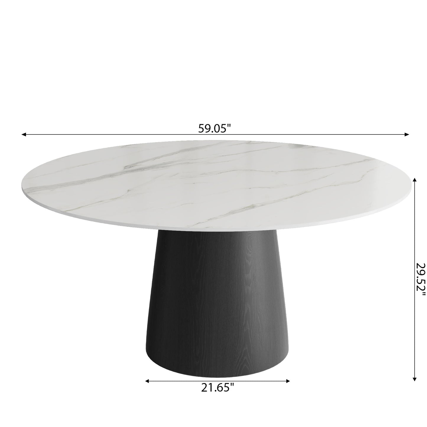 Ownkoti Modern Round Black Dining Table  For Dining Room Kitchen For 4/6/8 Person