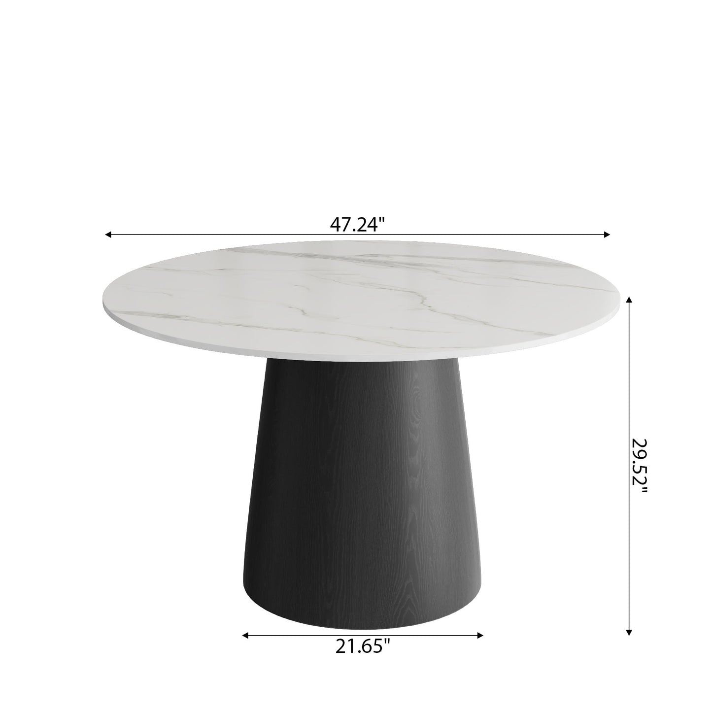 Ownkoti Modern Round Black Dining Table  For Dining Room Kitchen For 4/6/8 Person