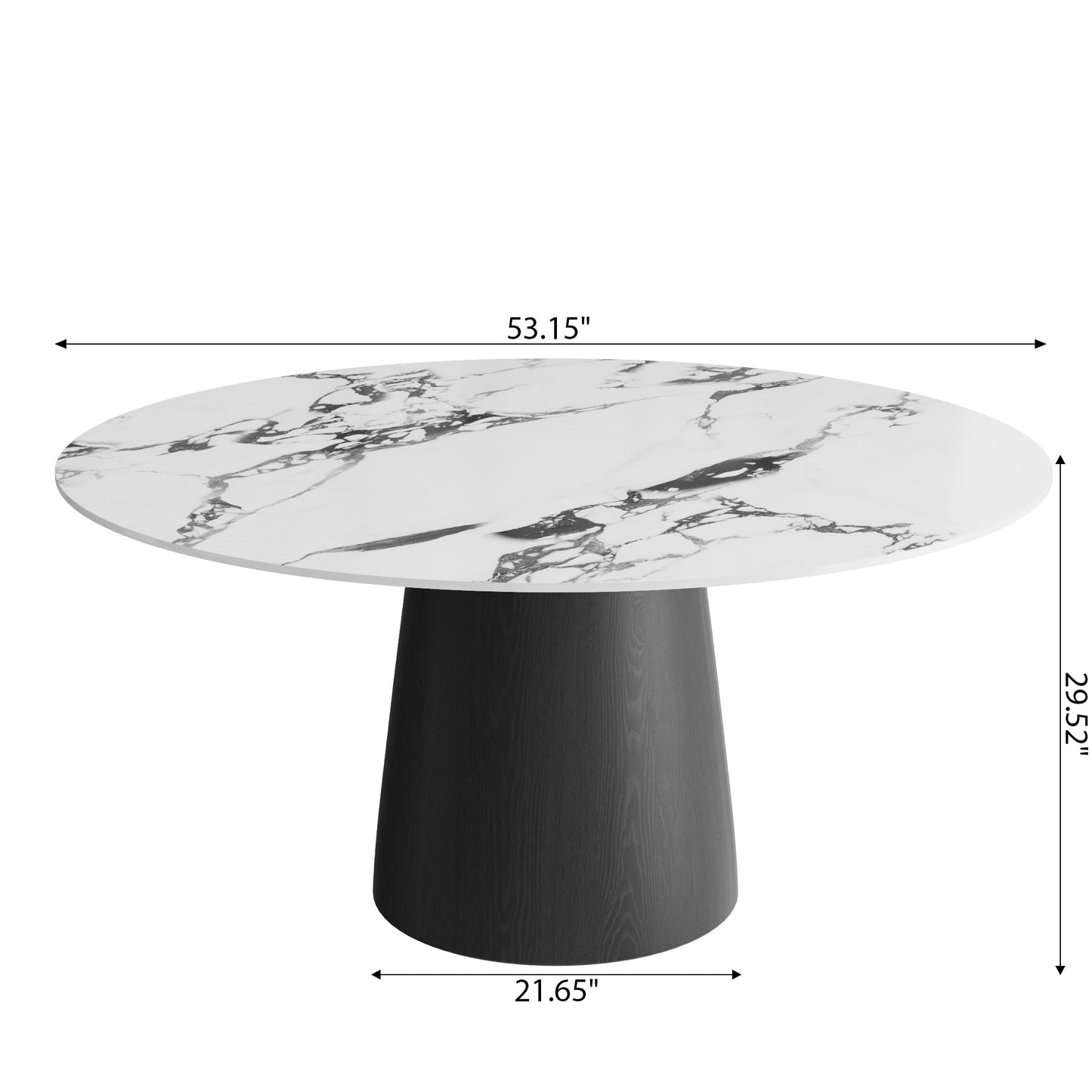 Ownkoti Modern Round Black Dining Table  For Dining Room Kitchen For 4/6/8 Person