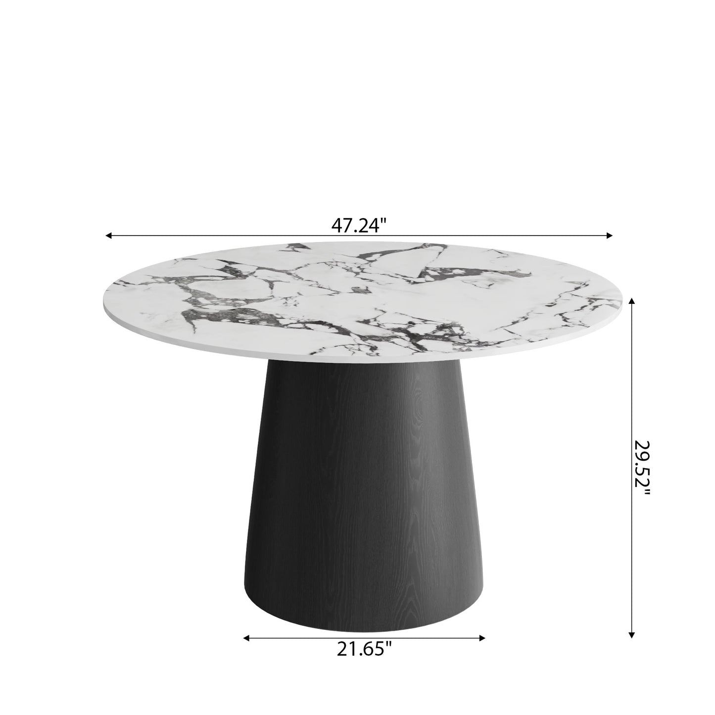 Ownkoti Modern Round Black Dining Table  For Dining Room Kitchen For 4/6/8 Person