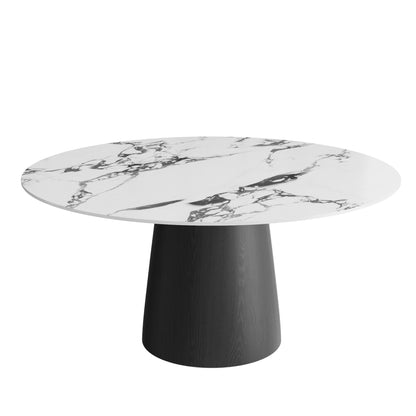 Ownkoti Modern Round Black Dining Table  For Dining Room Kitchen For 4/6/8 Person