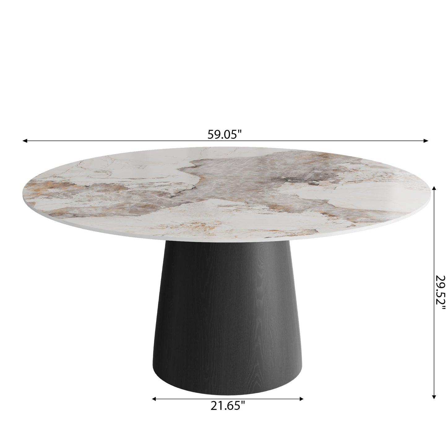 Ownkoti Modern Round Black Dining Table  For Dining Room Kitchen For 4/6/8 Person