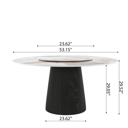 Ownkoti Modern Round Black Dining Table  For Dining Room Kitchen For 4/6/8 Person