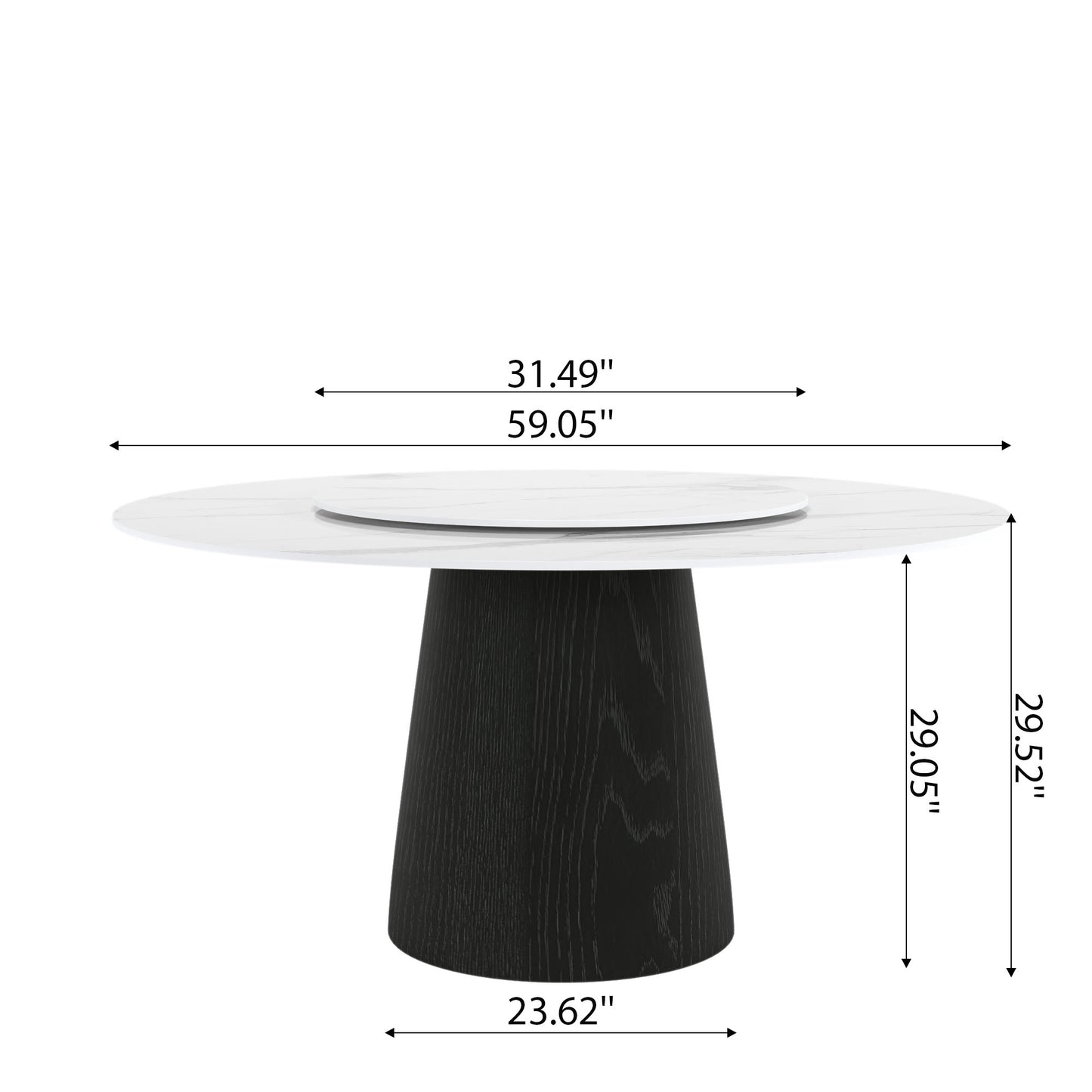 Ownkoti Modern Round Black Dining Table  For Dining Room Kitchen For 4/6/8 Person