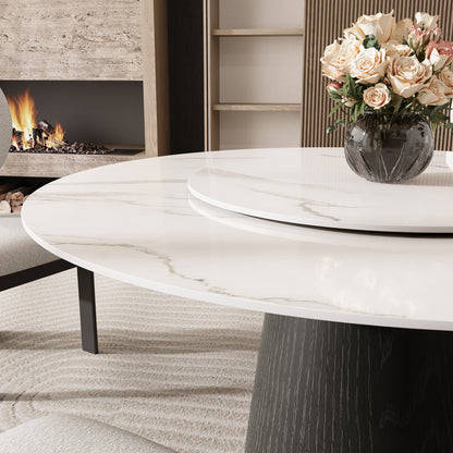 Ownkoti Modern Round Black Dining Table  For Dining Room Kitchen For 4/6/8 Person