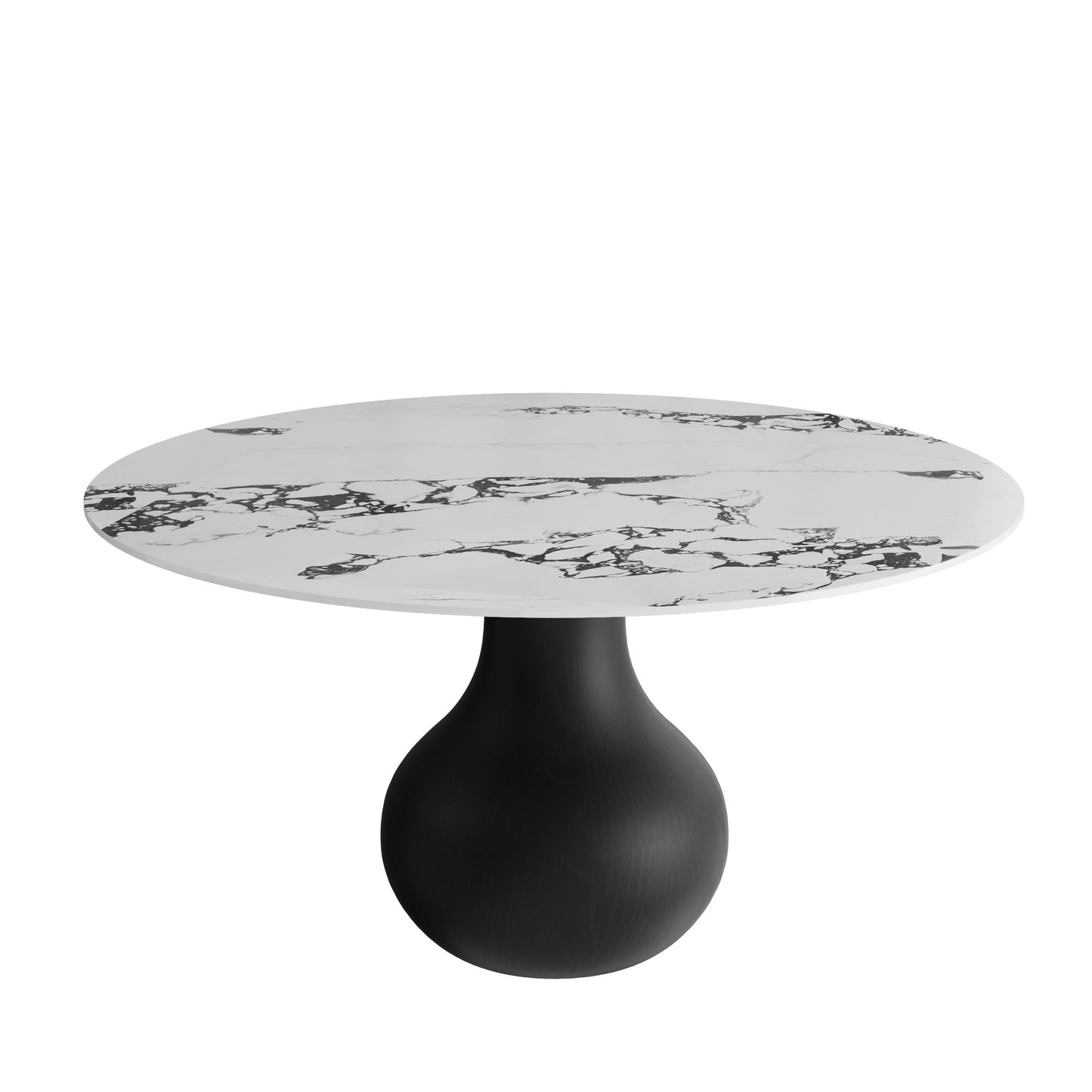 Ownkoti Black Modern Round Dining Table WIth Vase-shaped Pedestal Base For 4/6/8 Person