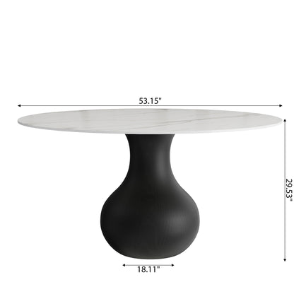 Ownkoti Black Modern Round Dining Table WIth Vase-shaped Pedestal Base For 4/6/8 Person