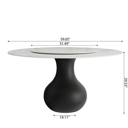 Ownkoti Black Modern Round Dining Table WIth Vase-shaped Pedestal Base For 4/6/8 Person