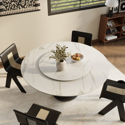 Ownkoti Black Modern Round Dining Table WIth Vase-shaped Pedestal Base For 4/6/8 Person