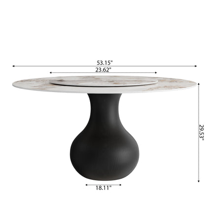 Ownkoti Black Modern Round Dining Table WIth Vase-shaped Pedestal Base For 4/6/8 Person