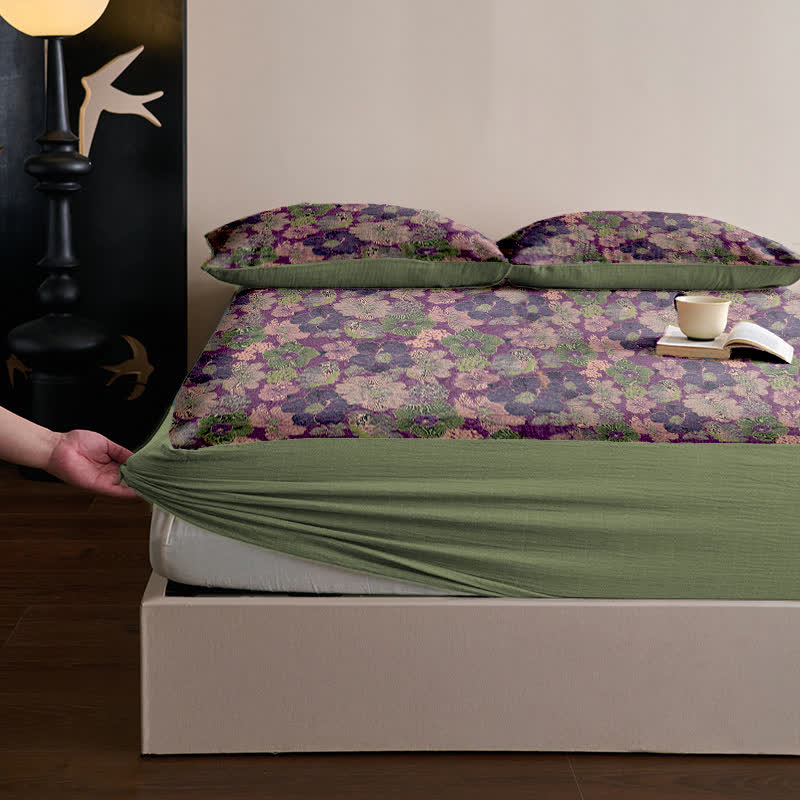 Ownkoti Peach Blossom Cotton Jacquard Fitted Sheet - image 2