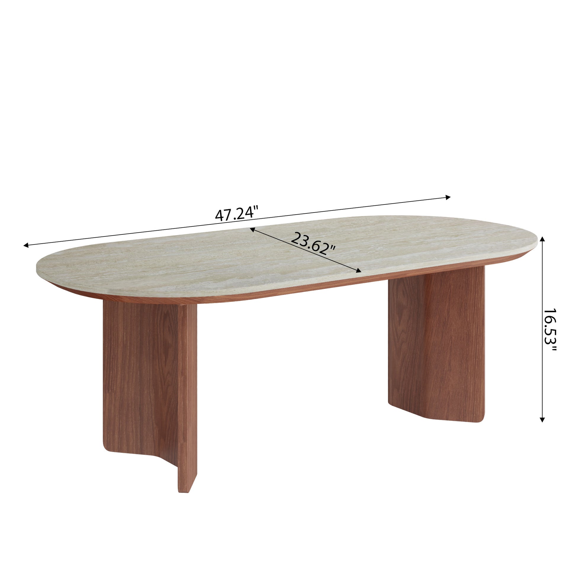 Ownkoti Slate Oval Walnut Coffee Table - image 12