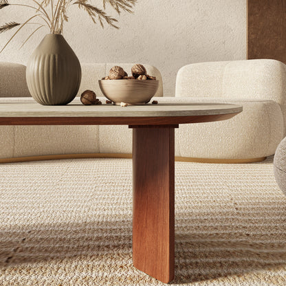 Ownkoti Slate Oval Walnut Coffee Table - image 7