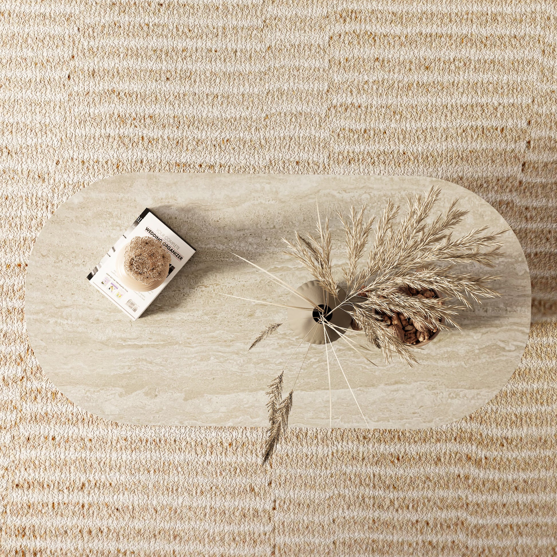 Ownkoti Slate Oval Walnut Coffee Table - image 6