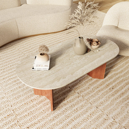 Ownkoti Slate Oval Walnut Coffee Table - image 5