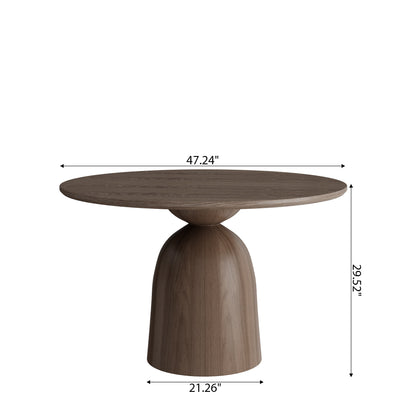 Ownkoti Light Gray Round Dining Table For 4/6/8 Mid Century Modern Dining Tables