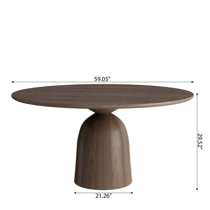 Ownkoti Light Gray Round Dining Table For 4/6/8 Mid Century Modern Dining Tables