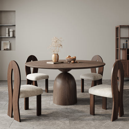 Ownkoti Light Gray Round Dining Table For 4/6/8 Mid Century Modern Dining Tables