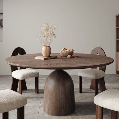 Ownkoti Light Gray Round Dining Table For 4/6/8 Mid Century Modern Dining Tables