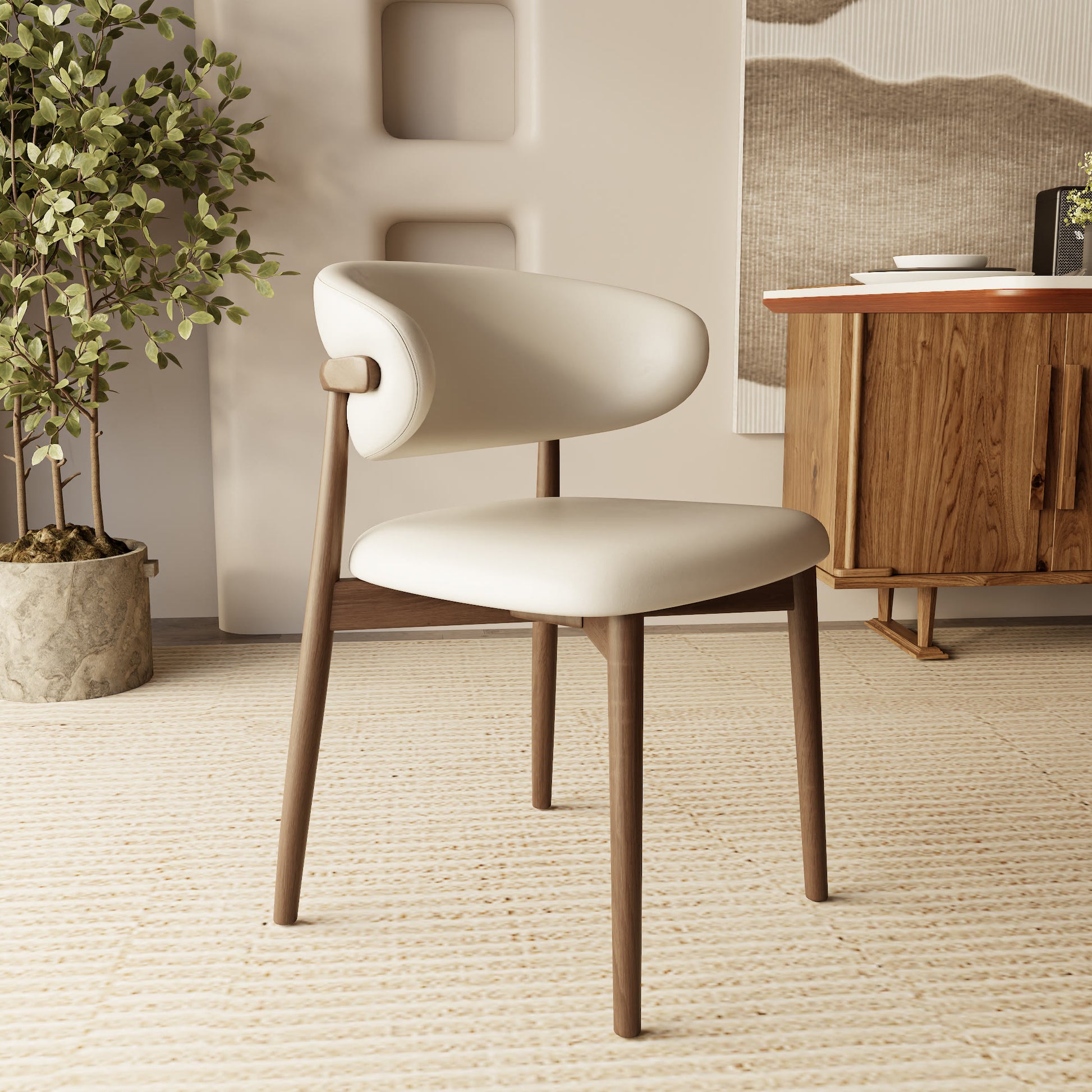 2x/4x/6x Curved Backrest Solid Wood Dining Chairs - image 2