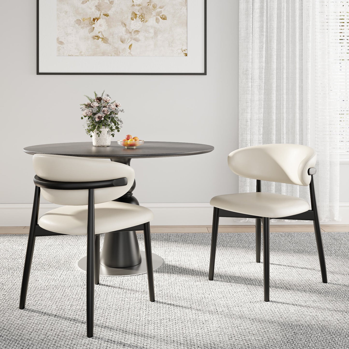 2x/4x/6x Curved Backrest Solid Wood Dining Chairs - image 4