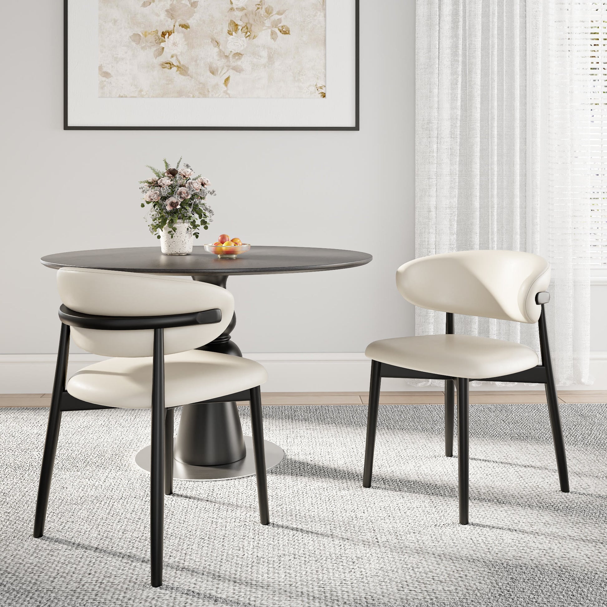 2x/4x/6x Curved Backrest Solid Wood Dining Chairs - image 4