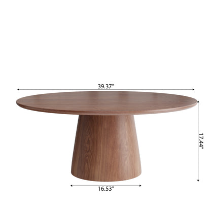 Ownkoti Mid-century Round Solid Wood Pedestal Coffee Table