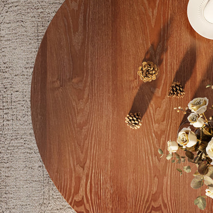 Ownkoti Mid-century Round Solid Wood Pedestal Coffee Table