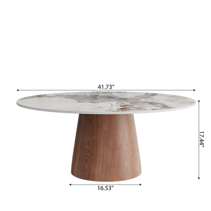Ownkoti Mid-century Round Solid Wood Pedestal Coffee Table