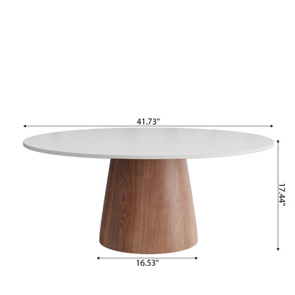 Ownkoti Mid-century Round Solid Wood Pedestal Coffee Table