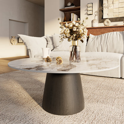 Ownkoti Mid-century Round Solid Wood Pedestal Coffee Table