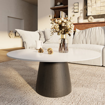 Ownkoti Mid-century Round Solid Wood Pedestal Coffee Table