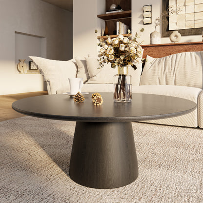 Ownkoti Mid-century Round Solid Wood Pedestal Coffee Table