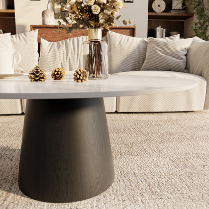 Ownkoti Mid-century Round Solid Wood Pedestal Coffee Table