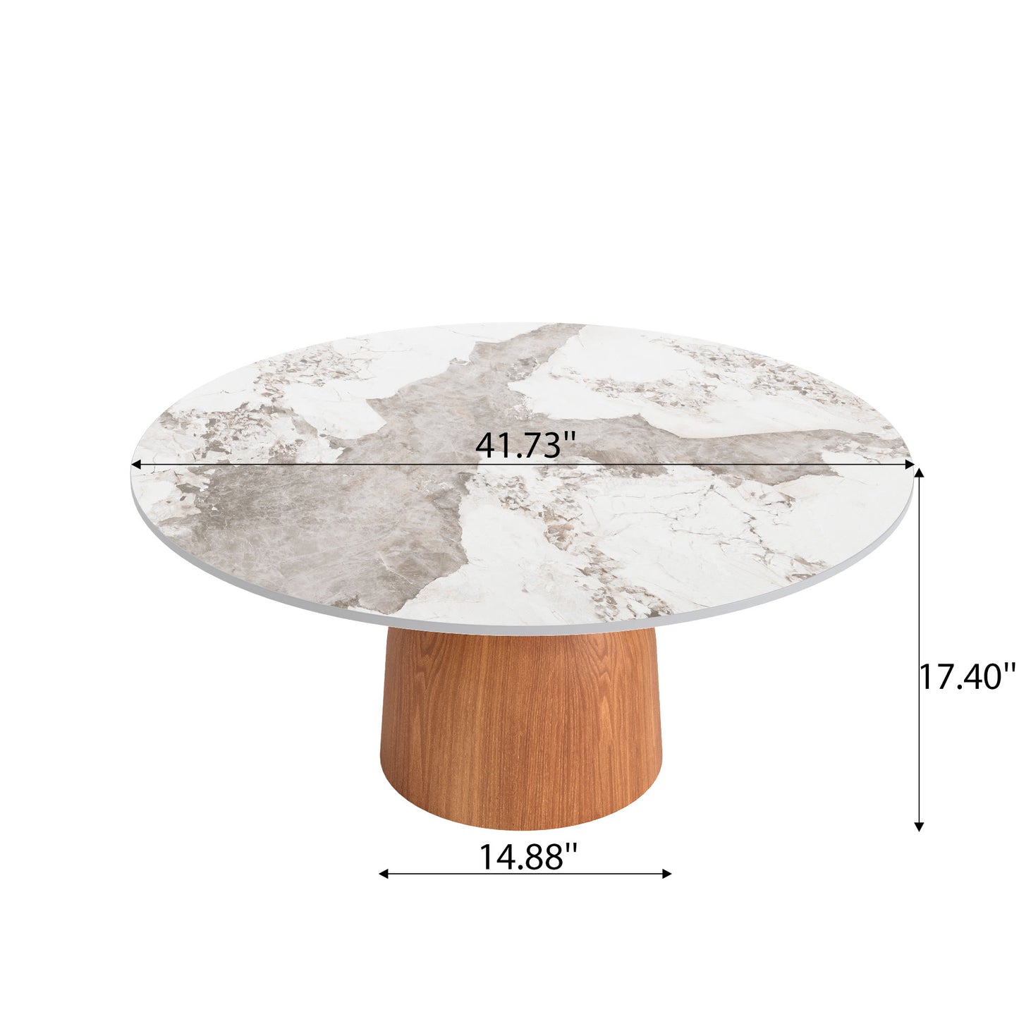 Ownkoti Farmhouse Round Coffee Table Solid Wood Side Table Living Room