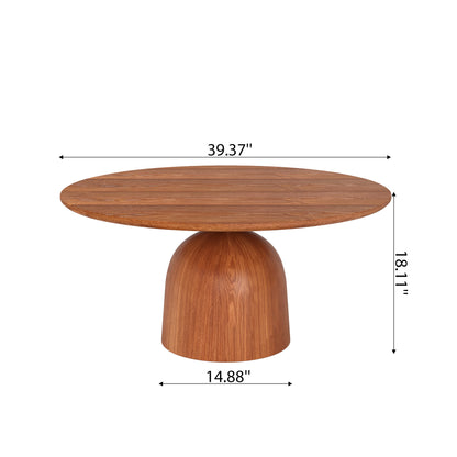 Ownkoti Farmhouse Round Coffee Table Solid Wood Side Table Living Room