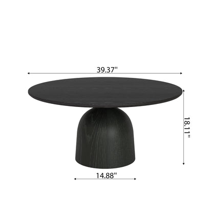 Ownkoti Farmhouse Round Coffee Table Solid Wood Side Table Living Room