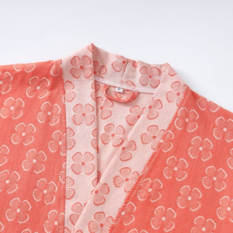 Ownkoti Four-Leaf Clover Cotton Gauze Kimono Robe