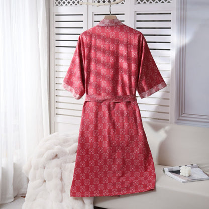 Ownkoti Four-Leaf Clover Cotton Gauze Kimono Robe