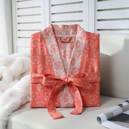 Ownkoti Four-Leaf Clover Cotton Gauze Kimono Robe