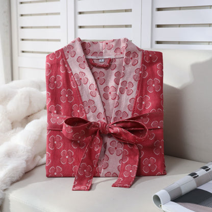 Ownkoti Four-Leaf Clover Cotton Gauze Kimono Robe
