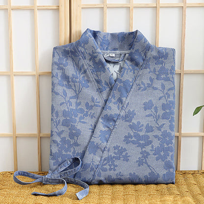 Subtle Floral Kimono Robe with Pocket - image 5