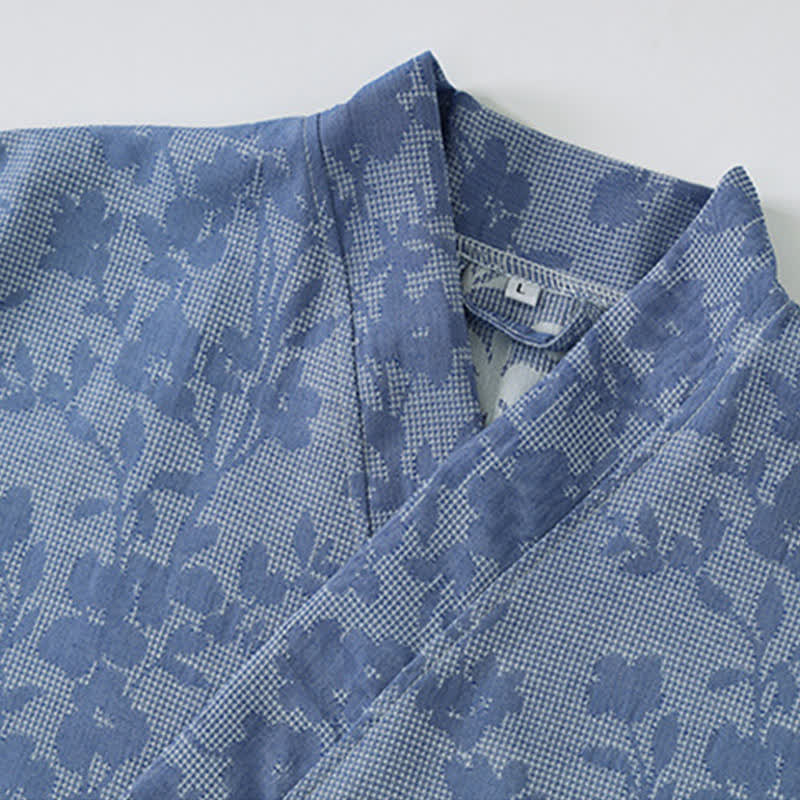 Subtle Floral Kimono Robe with Pocket - image 6