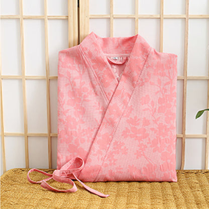 Subtle Floral Kimono Robe with Pocket - image 9