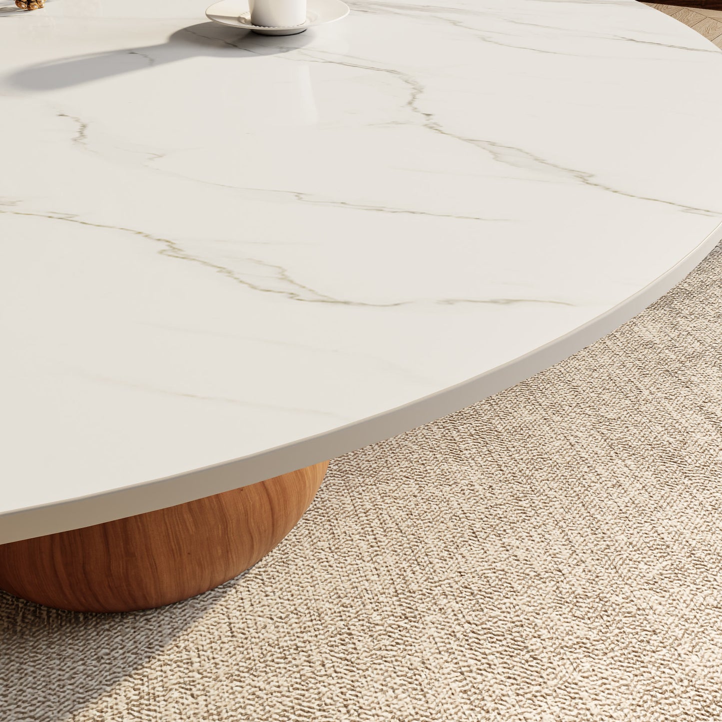 Ownkoti Mid-Century Modern Round Coffee Table For Living Room & Home Decor