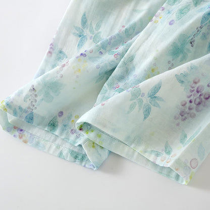 Ownkoti Lilac Print Cotton Gauze Japanese Pajamas