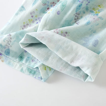 Ownkoti Lilac Print Cotton Gauze Japanese Pajamas