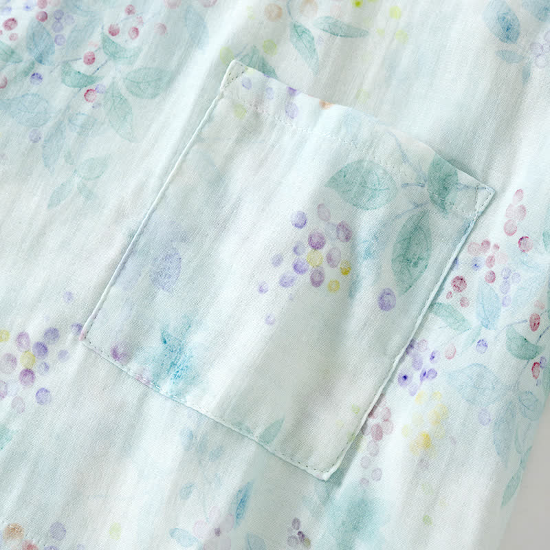 Ownkoti Lilac Print Cotton Gauze Japanese Pajamas