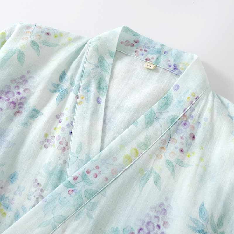 Ownkoti Lilac Print Cotton Gauze Japanese Pajamas